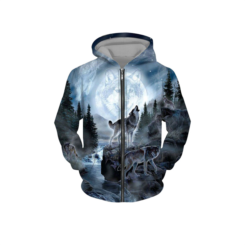 Realistic 3D Digital Print Full Zip Hoodie Hooded Sweatshirt