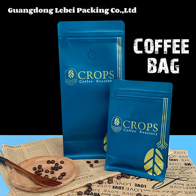 Customize Print Coffee Flat Bottom Pouch With One Side Zipper Aluminum Foil Coffee Tea Packaging Bag