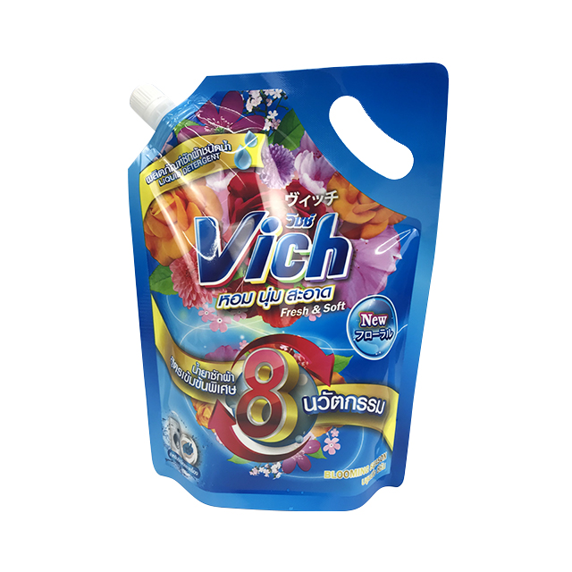 Customized Plastic Pouch Laundry Packaging Stand Up Liquid Laundry Detergent Powder Spout Pouch