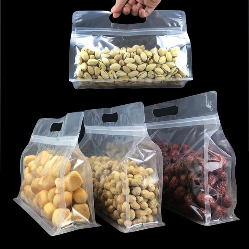 Clear Flat Bottom Zipper Pouch Box Bottom Pouch For Food In stock