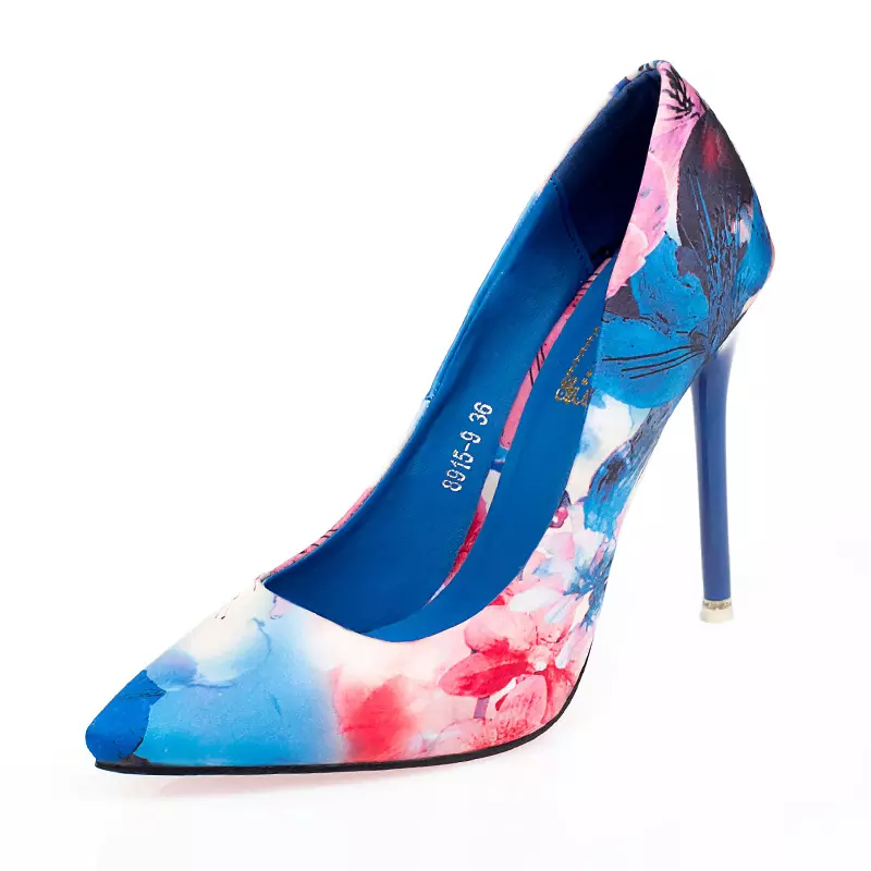 Fancy Shoes Flowers printed Stiletto Heels Female Party women's pumps