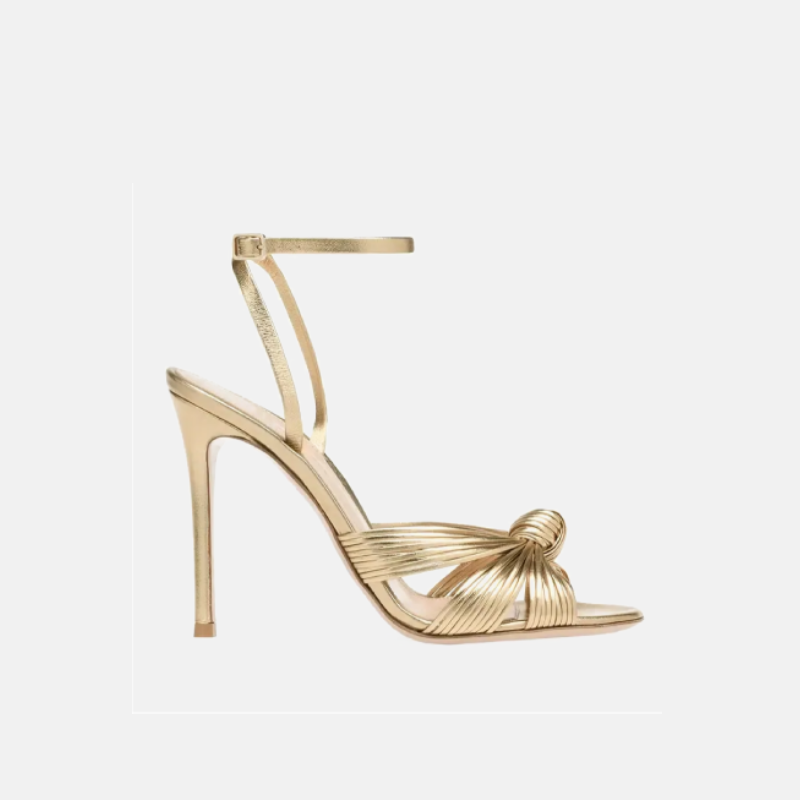 NO MOQ-Large Size Stiletto Thin Heel Gold Sandal-003