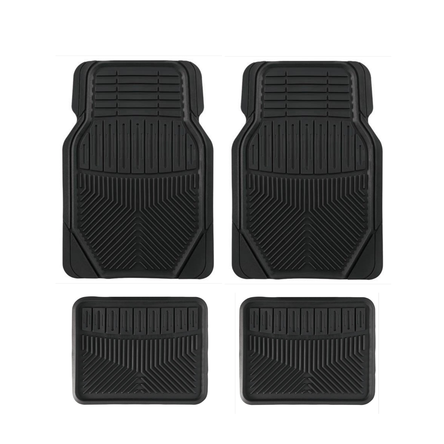 All-Weather Floor Mats with Drainage Channels for Car, Truck, Van & SUV - Waterproof Front & Rear Liners 6801
