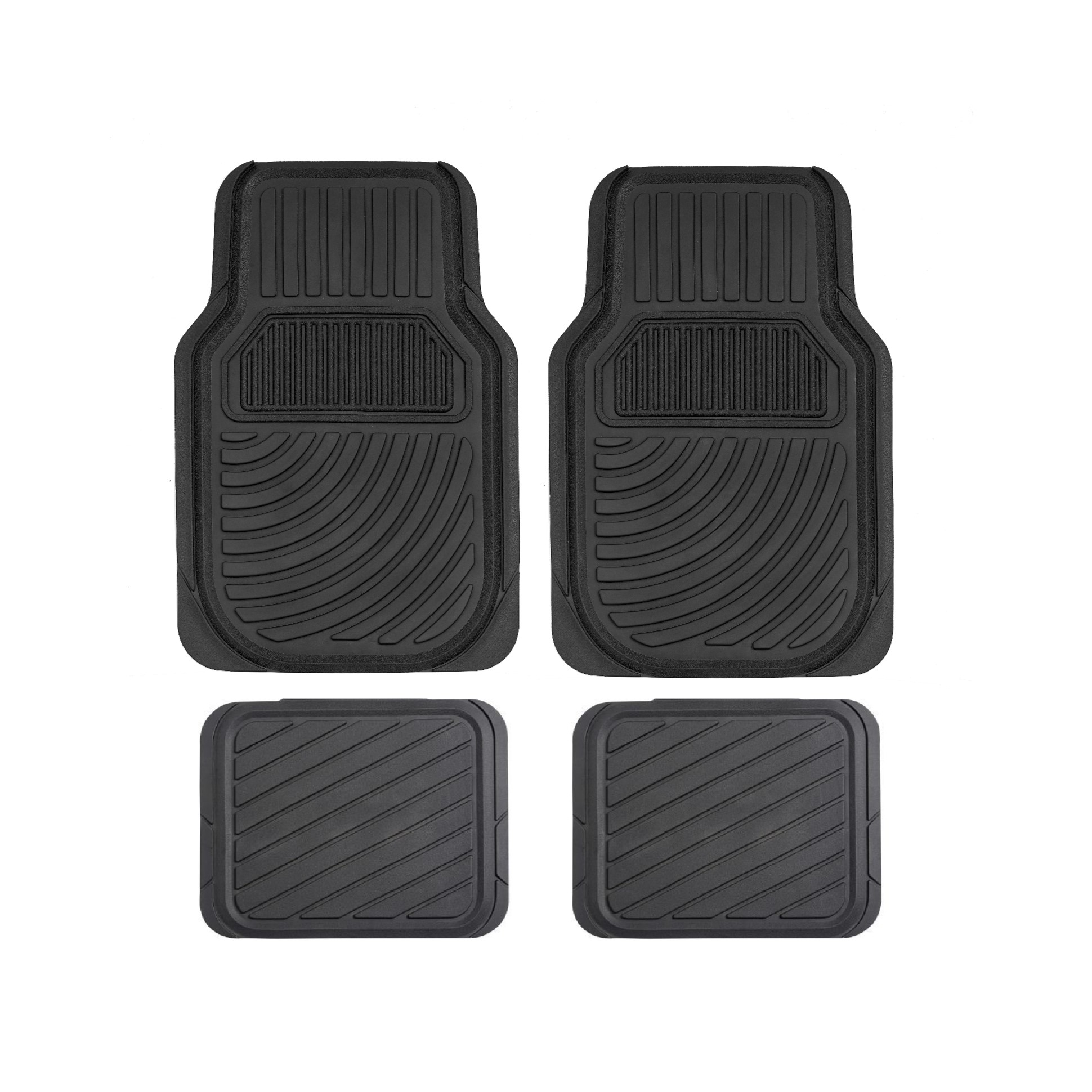 4-Piece Black Rubber All-Season Trim-to-Fit Floor Mats for Cars, Trucks and SUVs 5131