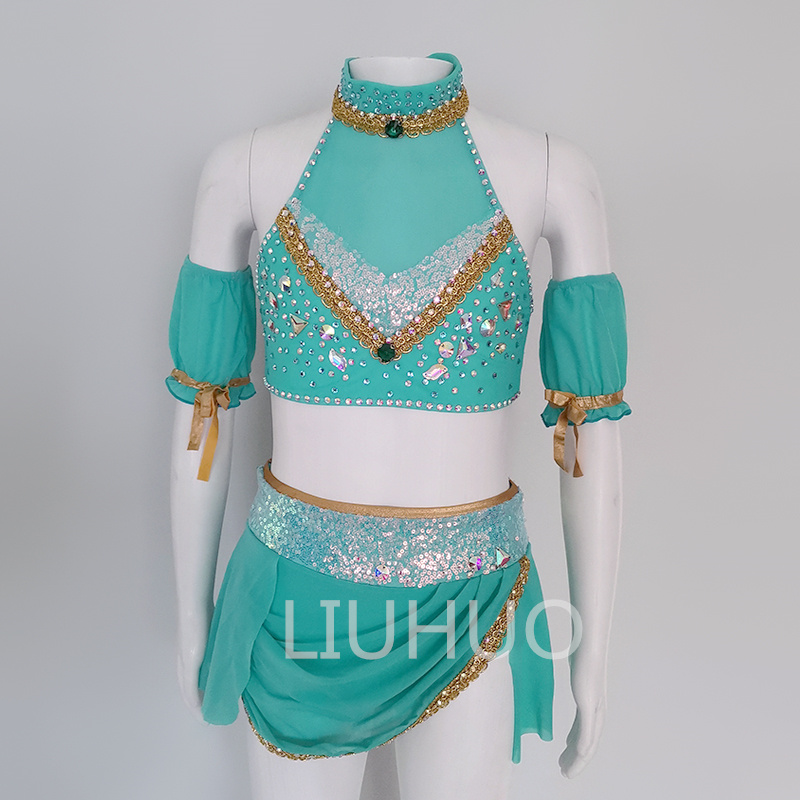 Green Three-Dimensional Embroidered Pole Dance Costume Girl Passionate and Unrestrained lyrical dance dress