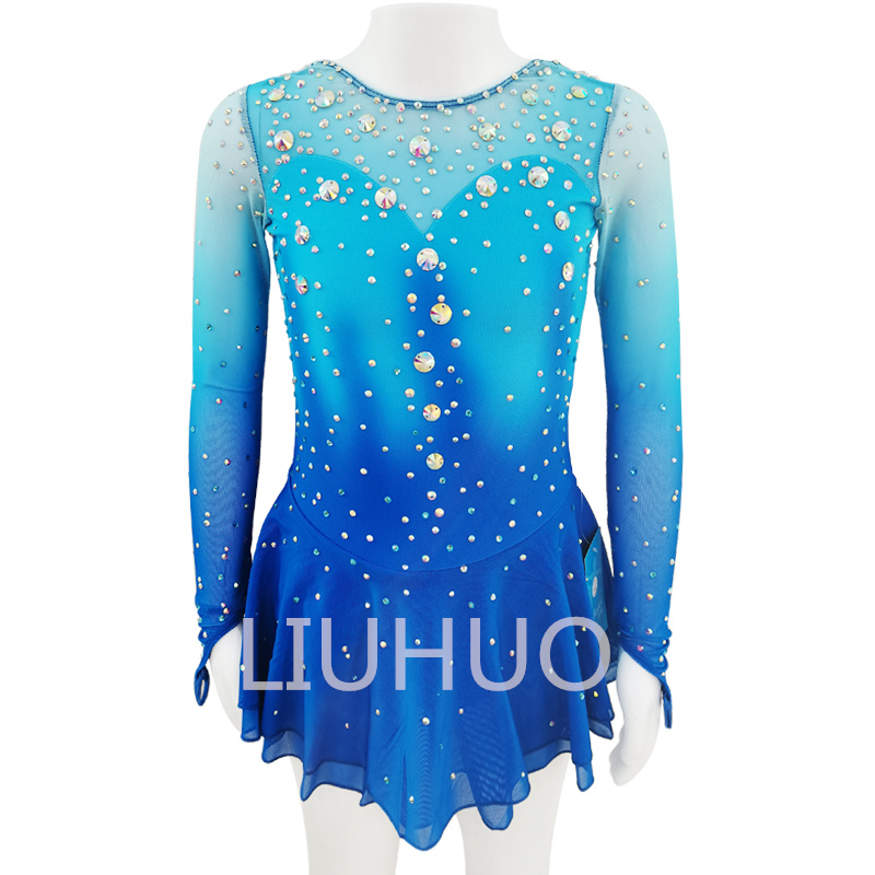 Speed Figure skating  Dress Leotards Competition performance professional  specialized training blue color