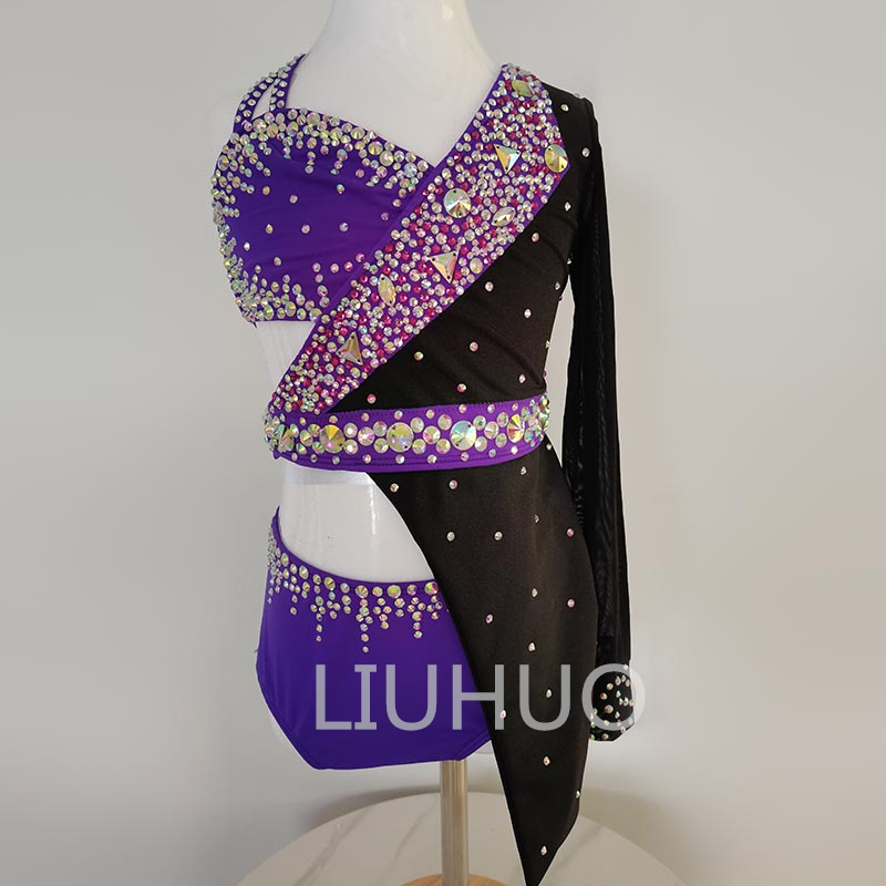 LIUHUO Lyrical Dance Dress purple Backless Jazz Dance Costume Pole Dancing Clothes Girl Performance Training