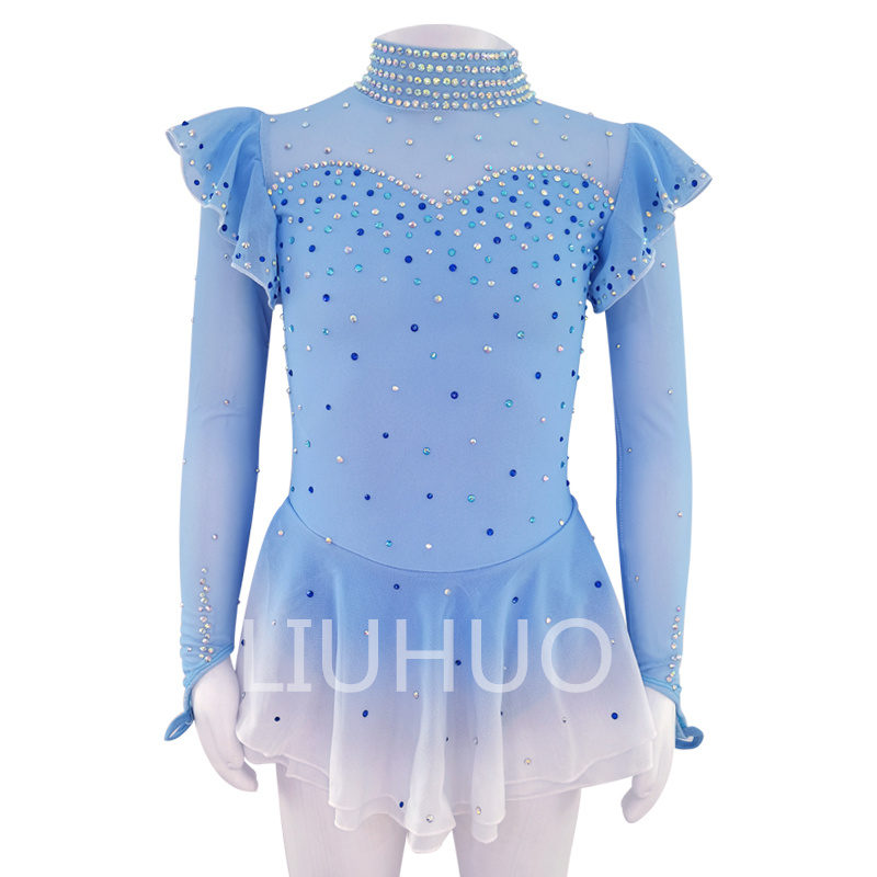  LIUHUO Figure Skating Dress Blue Luxury Colored Diamonds Noble Gorgeous Girls Competition Performance Clothes