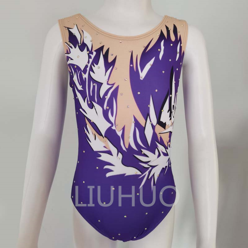 LIUHUO Gymnastics Leotards Girls Shiny Metallic Fabric Women Gmnastics Costumes Rhinestones