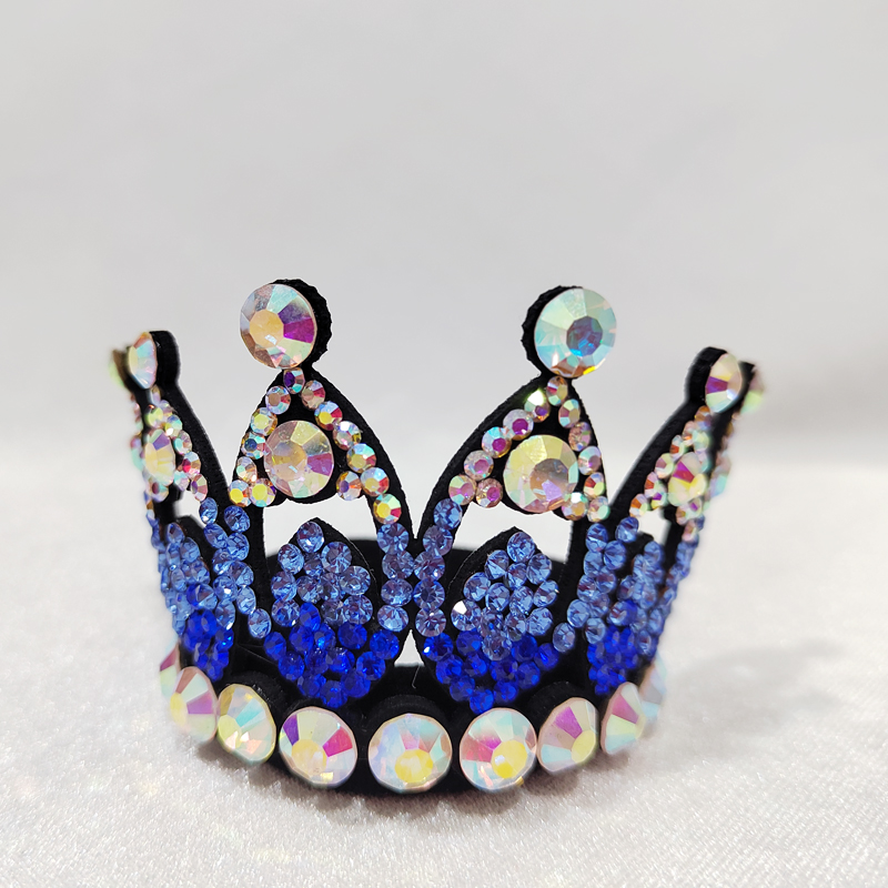 Blue Crown shape headwear crown Figure skating headwear Girl diamond headflower LIUHUO customize