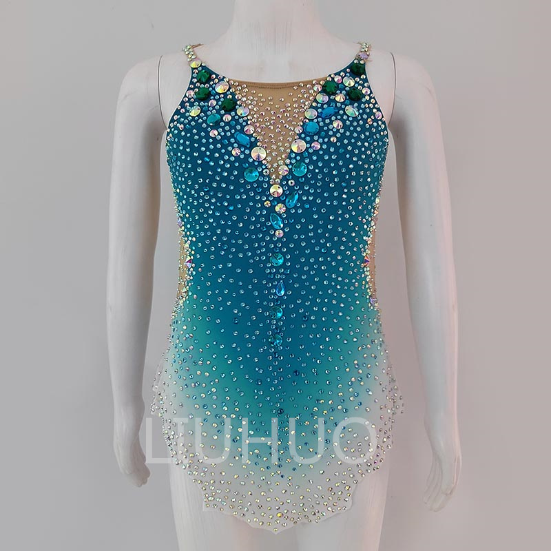 LIUHUO Rhythmic Gymnastics Leotards Artistics Tight Gradient Custom Girls Stage Women Blue Color