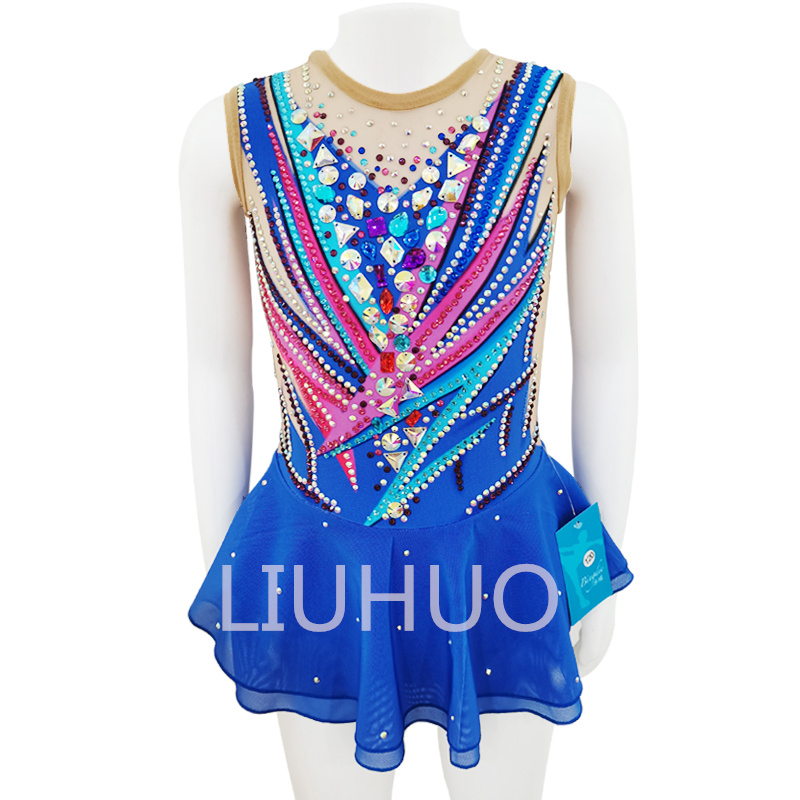 figure skating costume stage competitive performance colourful spandex Jeweled  High Elasticity  breathable   sequin  dancewear