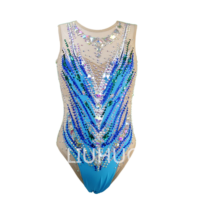 Women's synchronized swimming tights Women's training Competitive Dance swimsuit blue