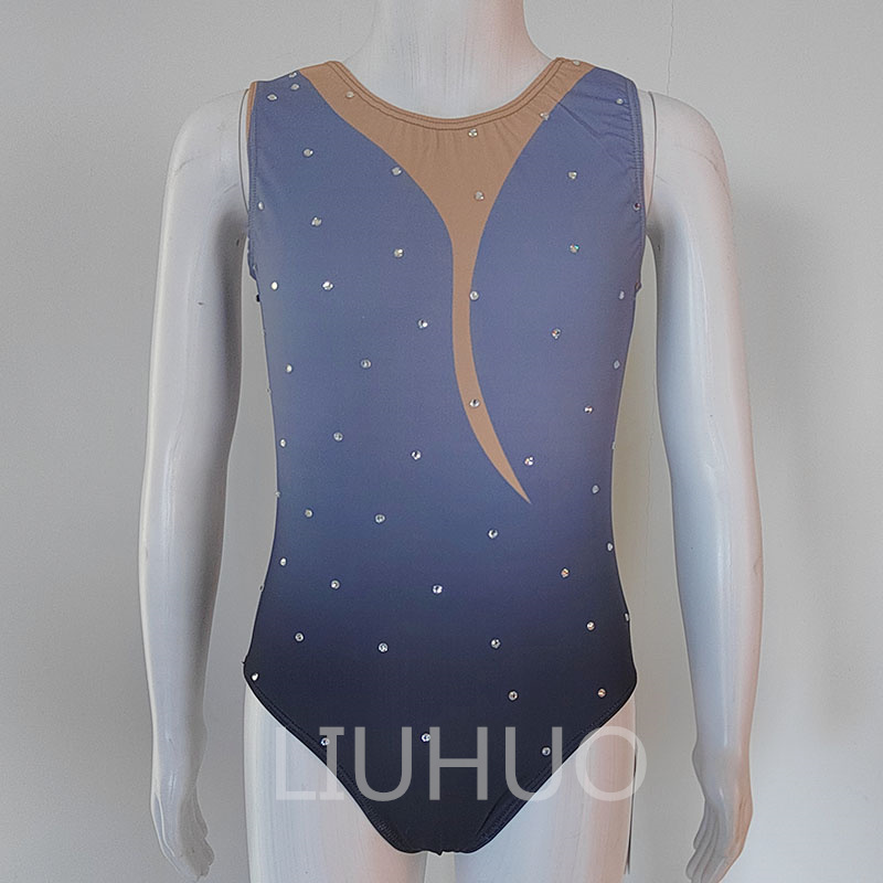 Artistic gymnastics bodysuit competition suit blue gymnastics onesie custom