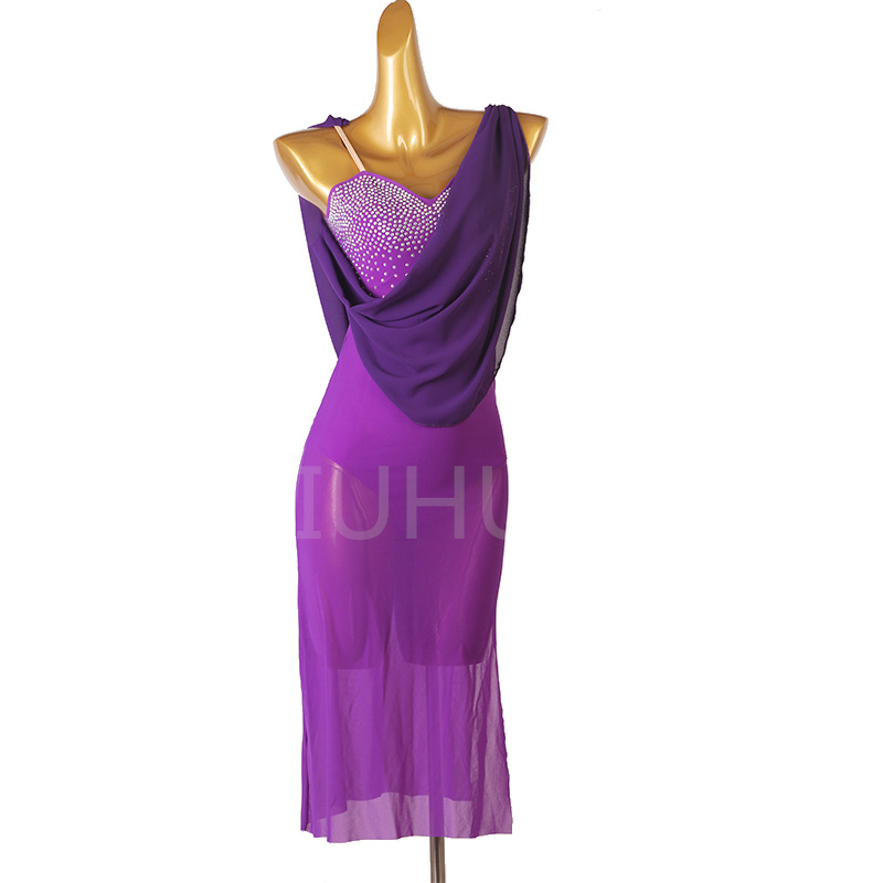 Purple Color Latin skirt Latin Dance Dress Women Elegant Girls Practise Ballroom Dancewear Factory customize