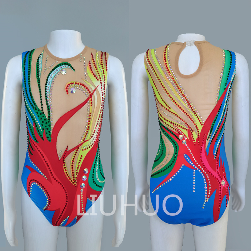 LIUHUO Girls Gymnastics Leotards Sleeveless Red swimsuit swimming suit custom