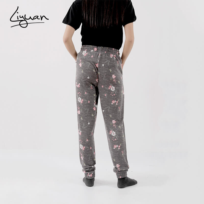 Women's Allover Print Homewear Gery and Pink Trousers