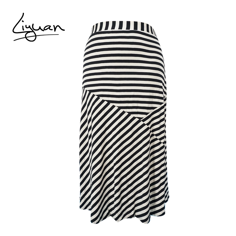 Women Skirt Plus Size Bottoms Striped midi pleated skirt