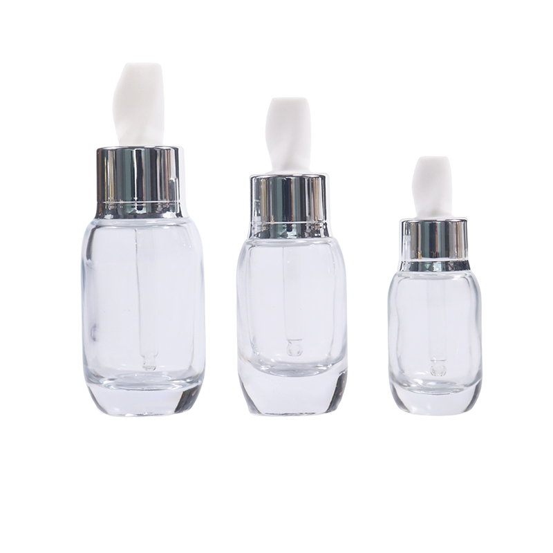 Transparent 30ml Flat Shoulder Cylinder Essential Oil Glass Dropper Bottle