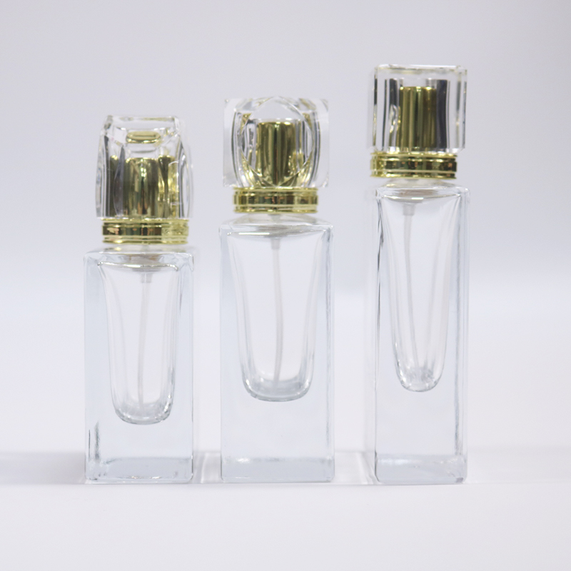  30ml 50ml 100ml Transparent Frosted Spray Lid Flat Square Empty Glass Bottle Perfume Bottle With Packaging