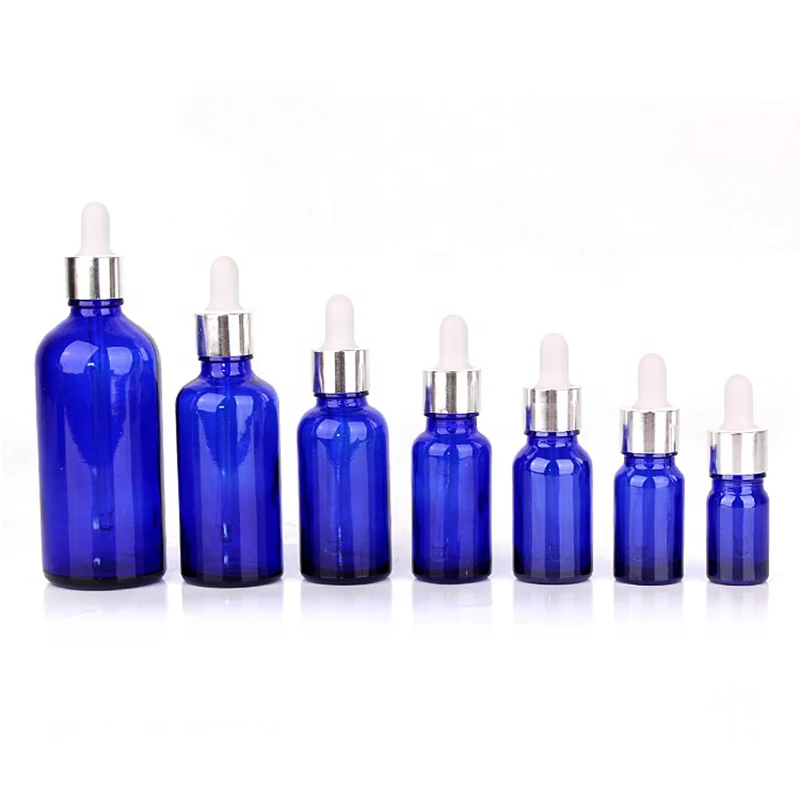 Blue essential oil glass cosmetic dropper essence bottle