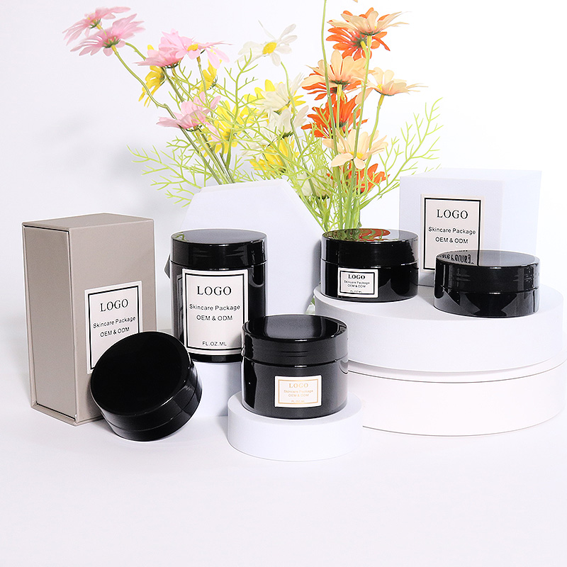 Custom black cream cosmetics plastic jar