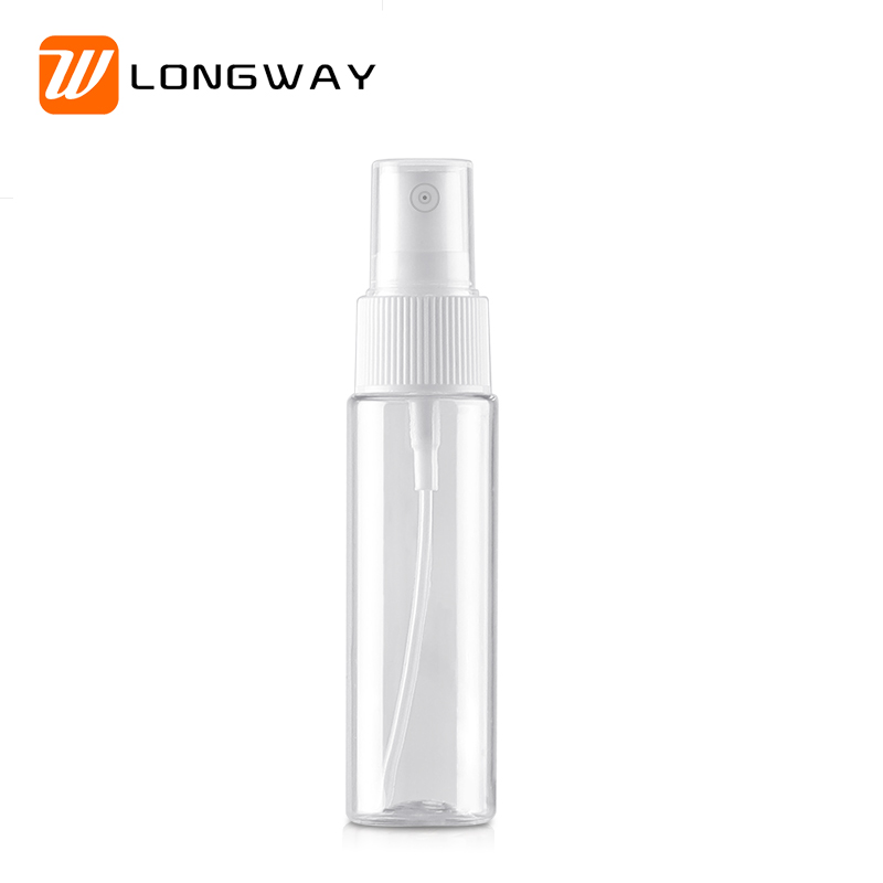 30ml clear empty PET plastic custom small perfume spray bottle for cosmetics hand sanitizer