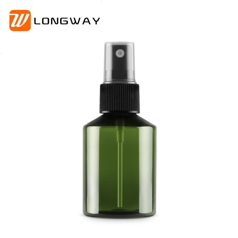 50ml empty clear green black pet plastic cosmetic perfume spray bottle with black dispenser sprayer for liquid hand wash sanitizer