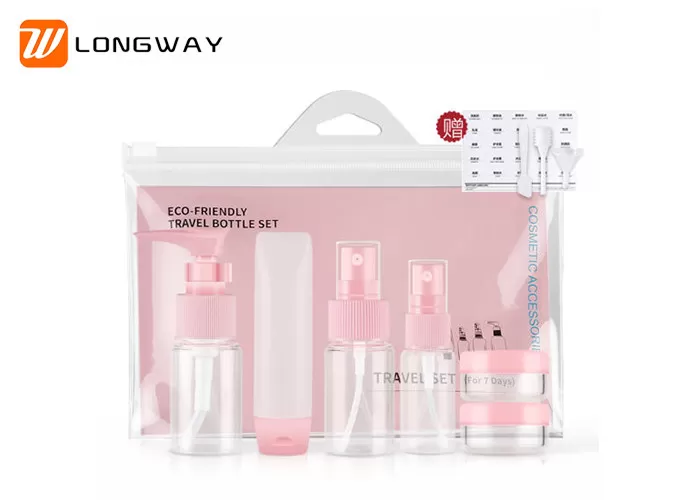  Plastic PETG Travel Toiletry Bottle Kit 8pcs with Cream Jar for Skin Care Packaging