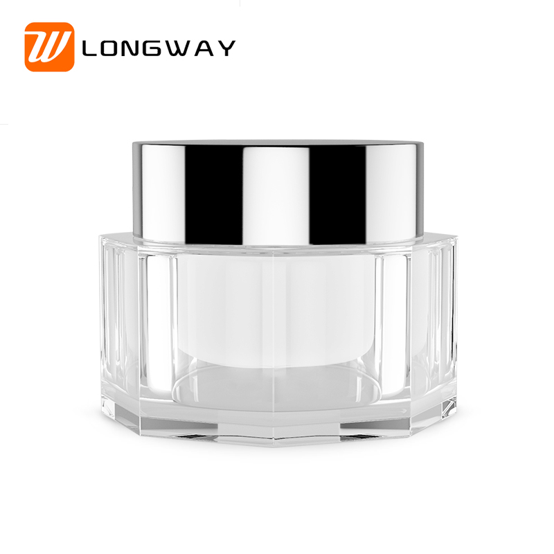 High-end skin care face cream container octagonal shape 50g acrylic cosmetic jar
