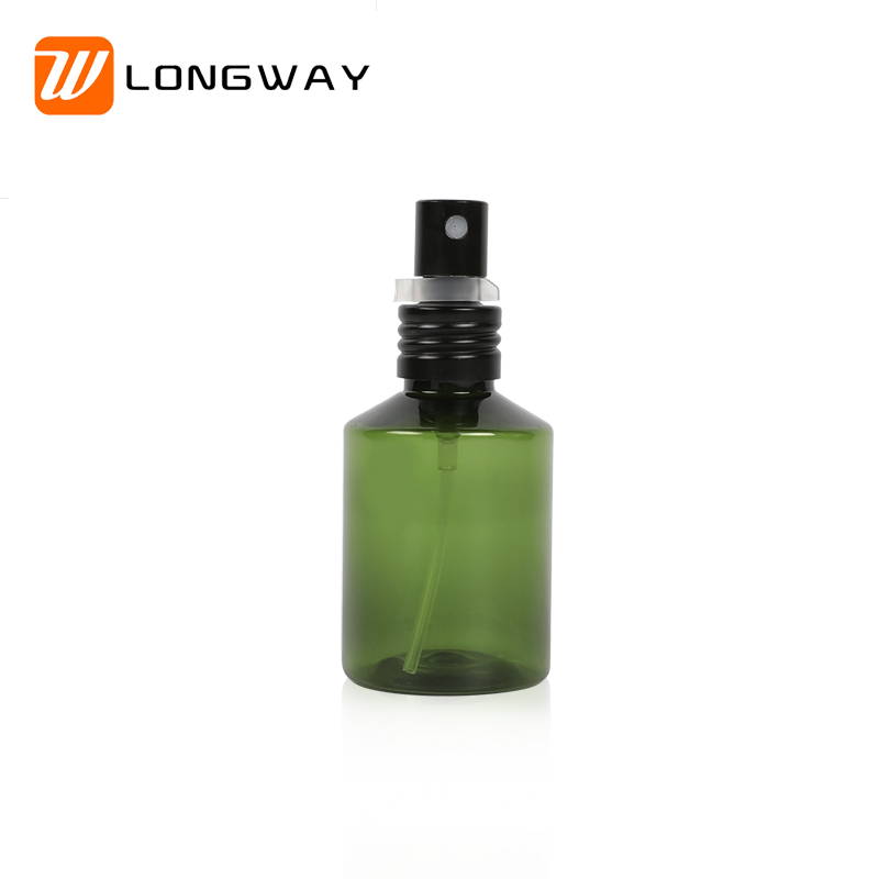 50ml dark green empty spray pump head pet plastic cosmetic bottle with black spray for perfume