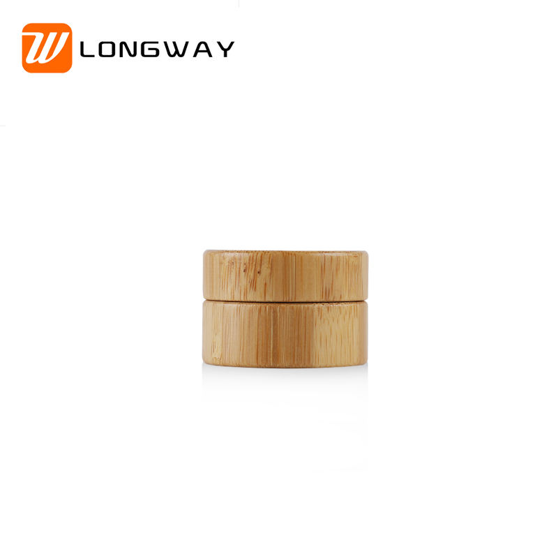 empty wooden bamboo cream jar with bamboo lid for cosmetic packaging 3g  