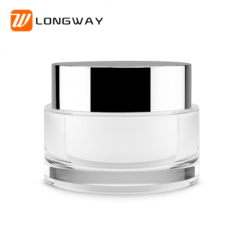 Empty face eye cream jar 15g 30g 50g frosted cosmetic cream jar with white black gold silver metal aluminum lid