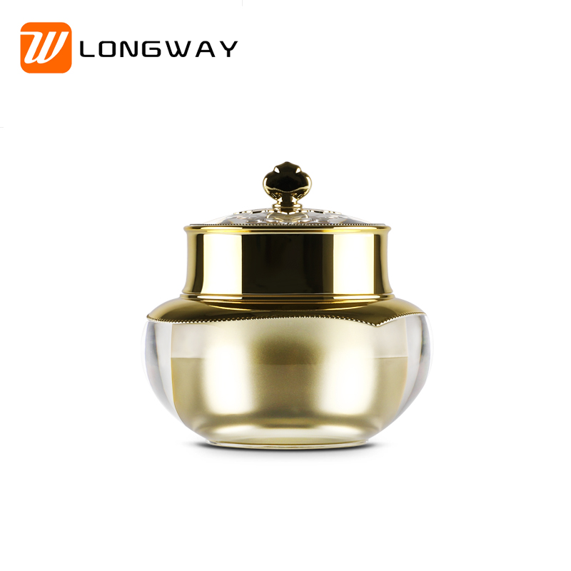 30g 50g Free Sample Gloss Gold Luxury Cosmetic Empty Acrylic Jar for Cream, 15g Crown Shape Cream Fancy Cosmetic Jar