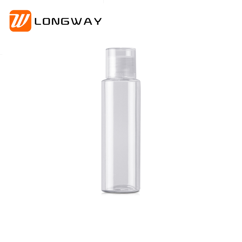 100ml  Clear Toner Liquid PET Plastic bottle Flat shoulder double layer screw lid lotion bottle