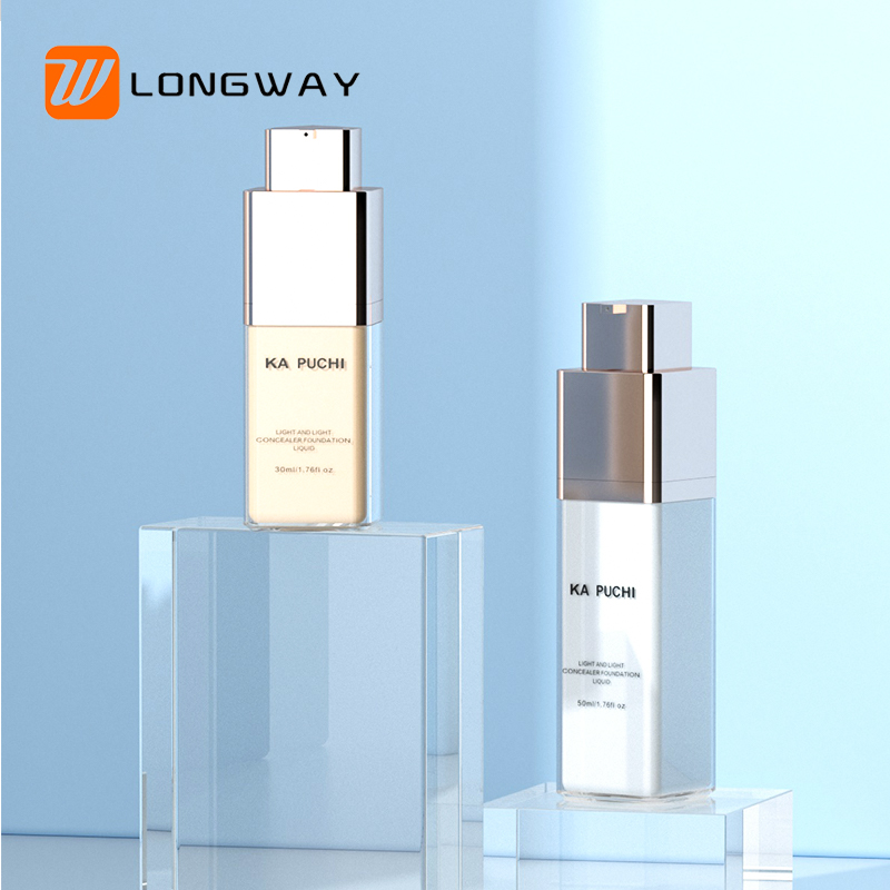 Wholesale 15ml 30ml 50ml Slik-screen Printing Clear serum Airless Bottle with lotion pump