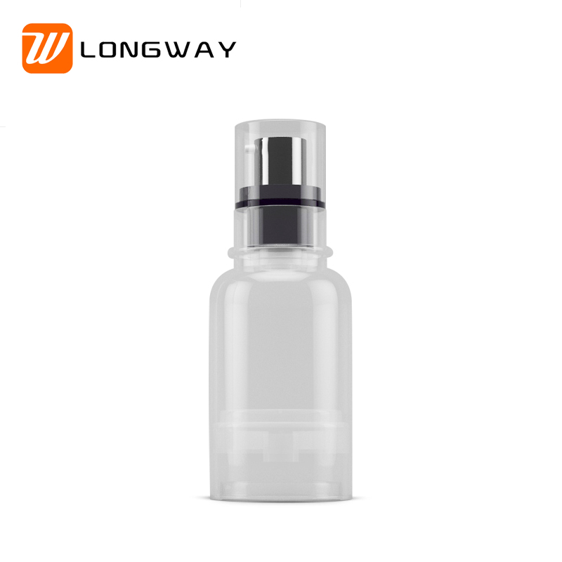 transparent round snap-on 30ml 50ml airless pump bottle