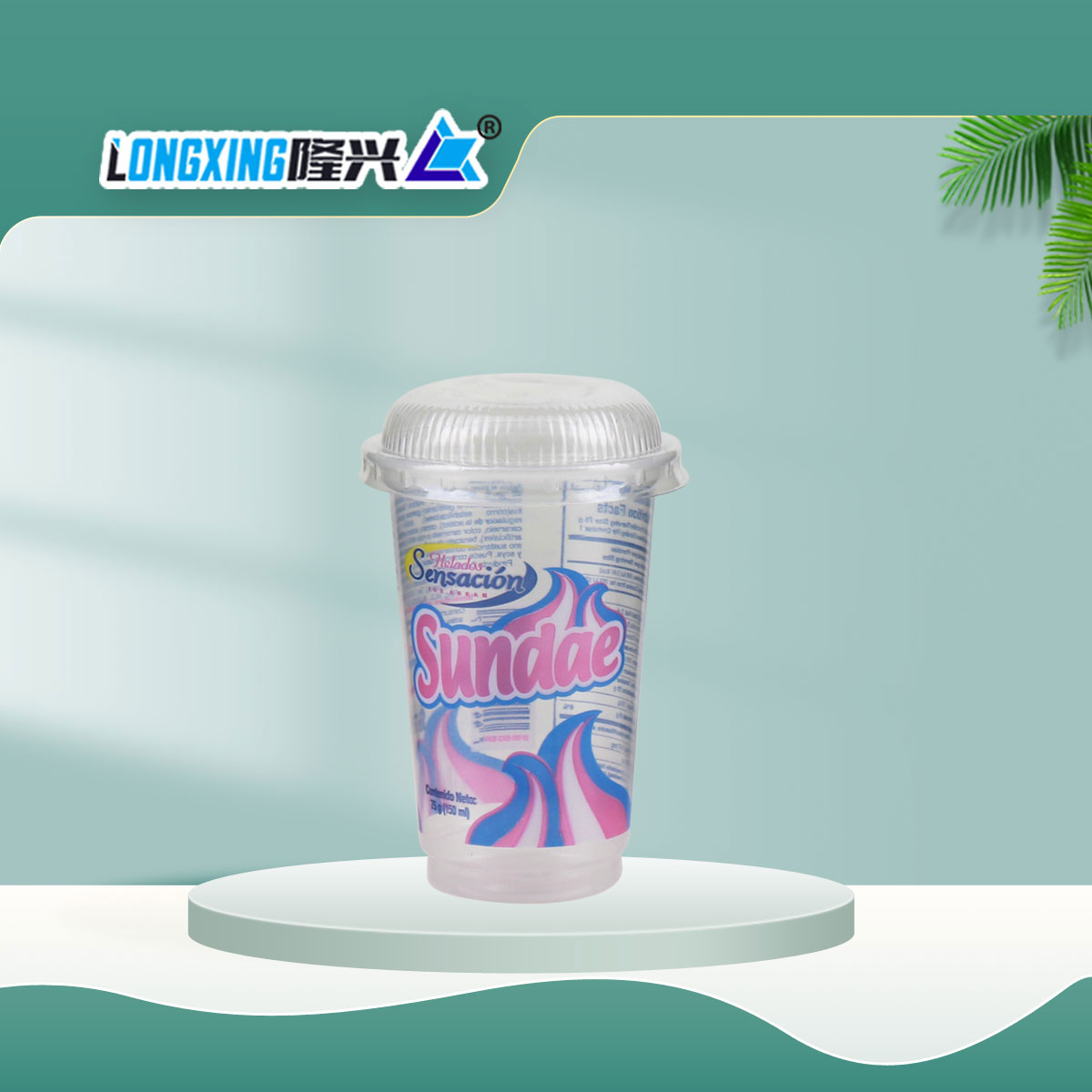 Customized logo printed transparent disposable plastic cups for ice cream with lid