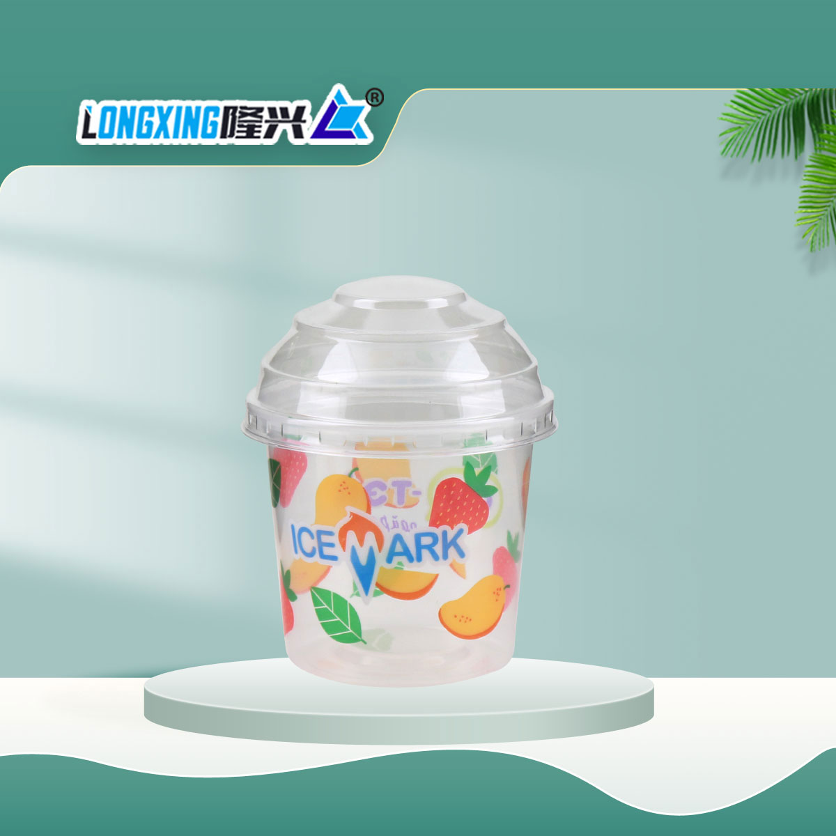 Customized disposable PP plastic ice cream cup round shape with colorful printing with lid