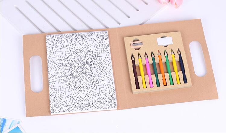 Promotional Custom Hardcover Children Adult Coloring/Sketch/Drawing Book Printing with Color Pencils