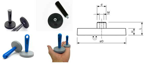 Rubber-basement-pot-magnet-with-handle