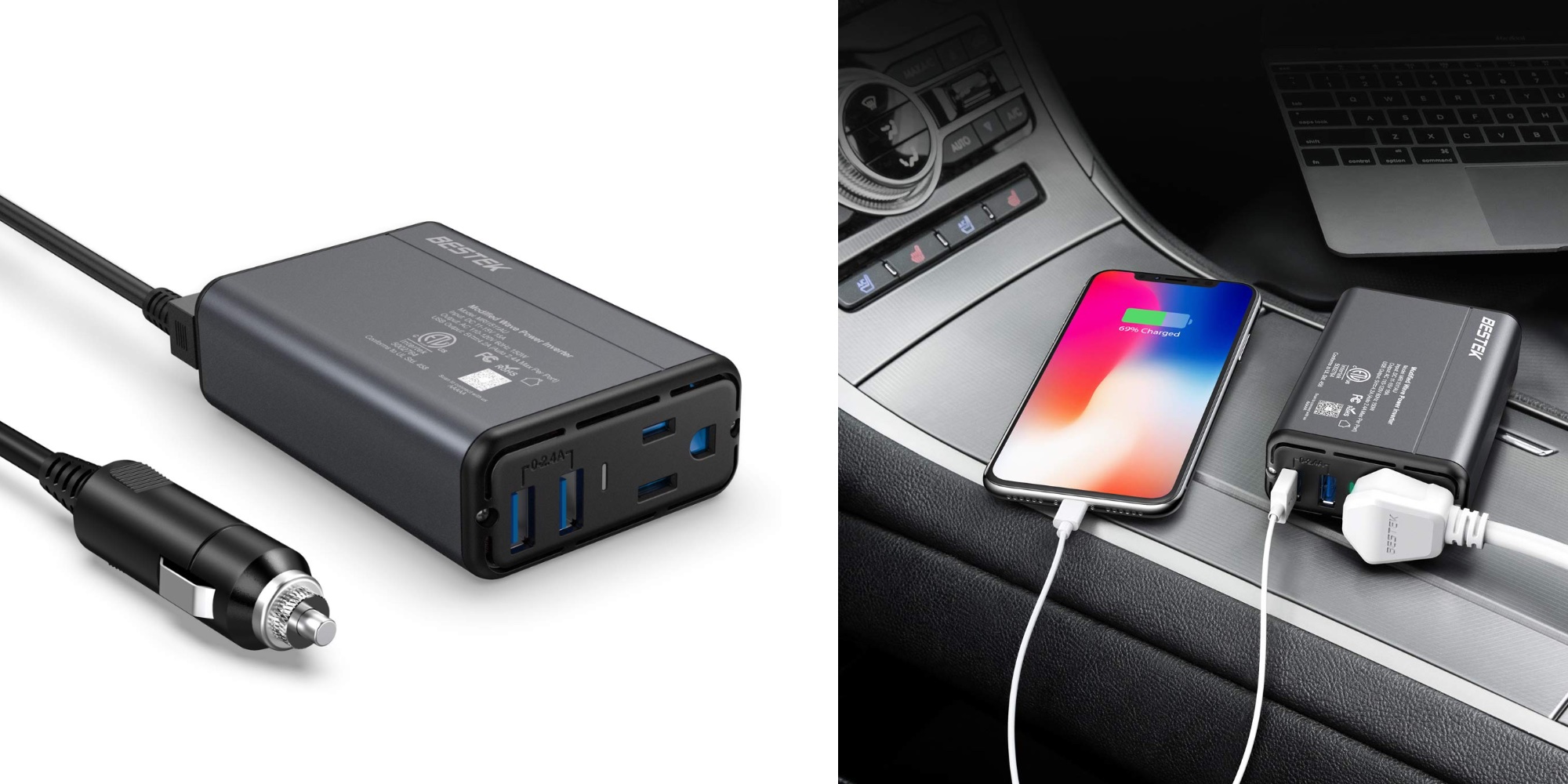 500W Power Inverter for Car - DC to AC Converter with Dual USB Charging