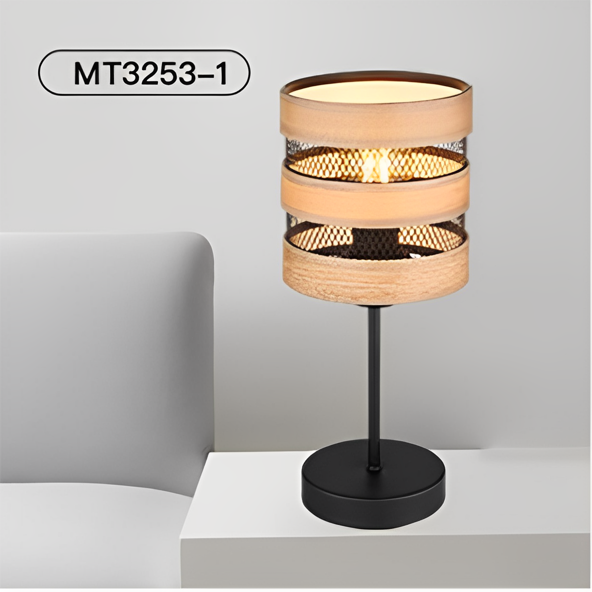 iron and wood indor led table lamp E27(1)