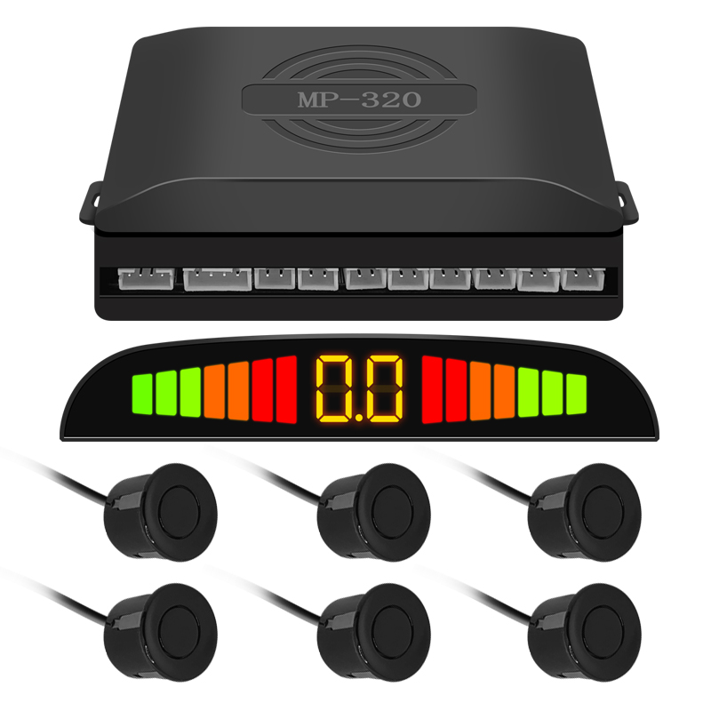 Car Parktronic LED Parking Sensor With 6 Sensors Reverse Backup Car Parking Radar Monitor Detector System 22MM Backlight Display