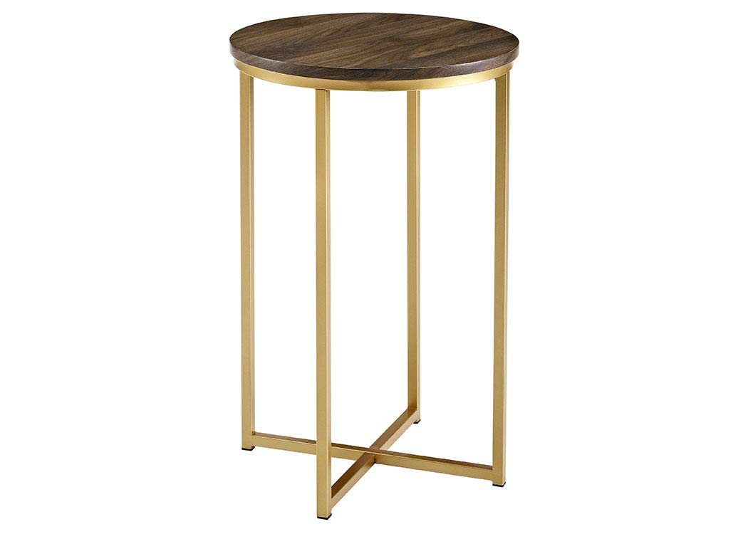  Cora Modern Faux Marble Round Accent Table with X Base