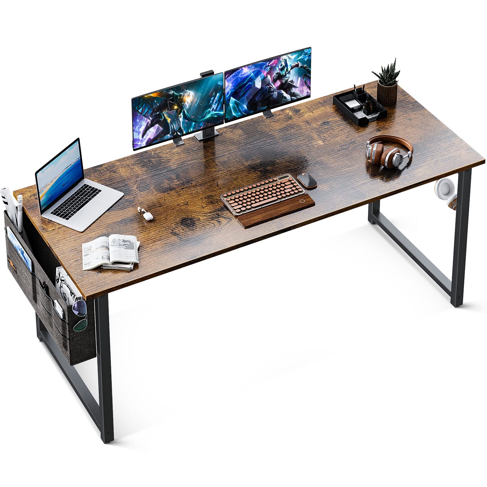 Large Computer Writing Desk Home Work Office Desk with Storage Bag Headphone Hook