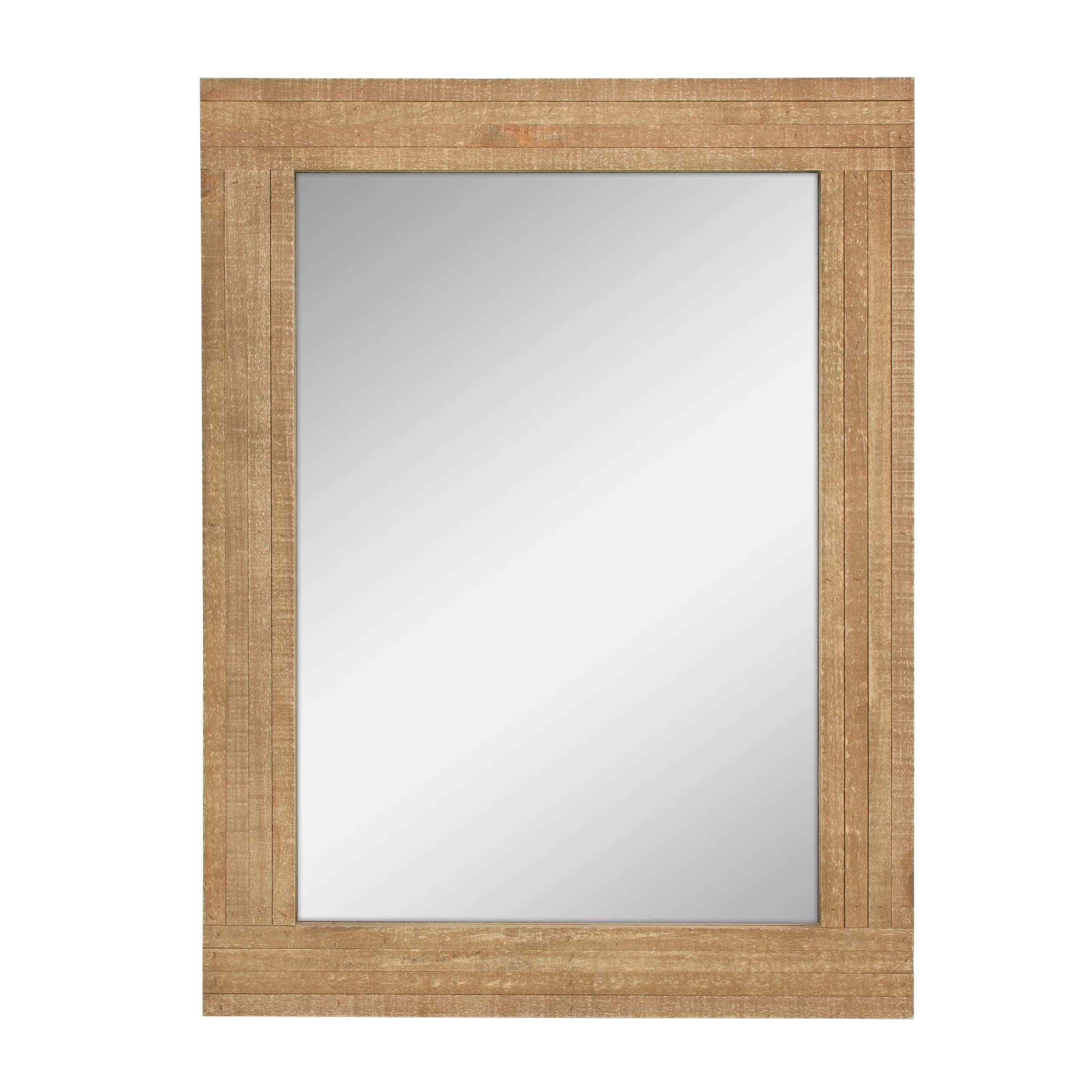 Rectangle Natural Wood Frame Hanging Wall Mirror Rustic Farmhouse Decor