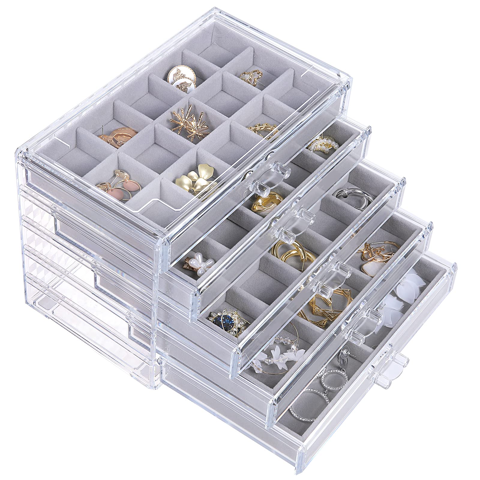 Clear Acrylic Earring Ring Jewelry Organizer Display Holder Boxes Gift for Women