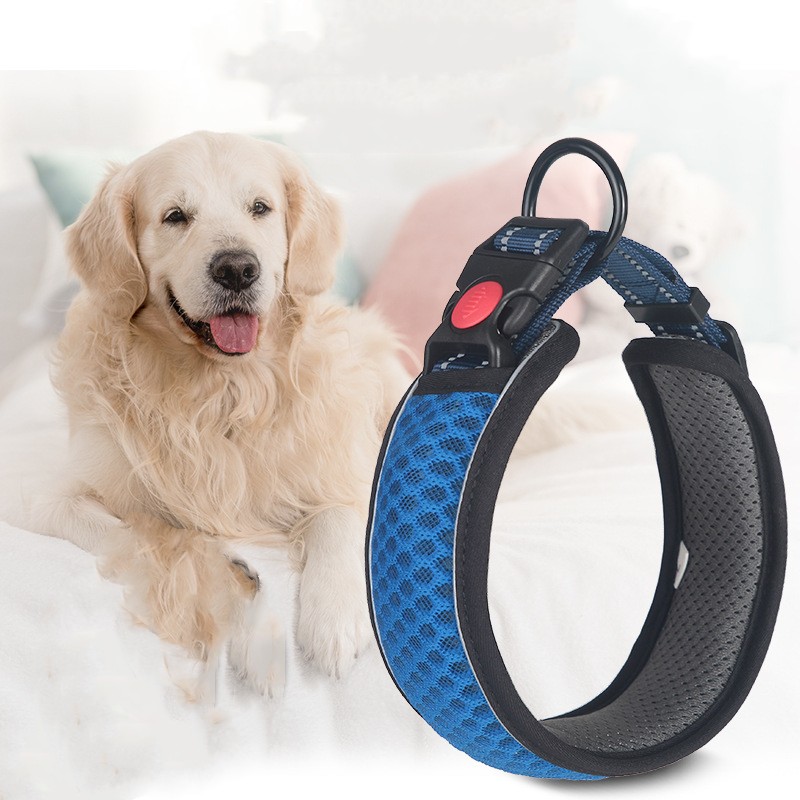 3M Night Reflective Stripes Pet Collar Breathable Mesh Nylon Webbing Dog Collars