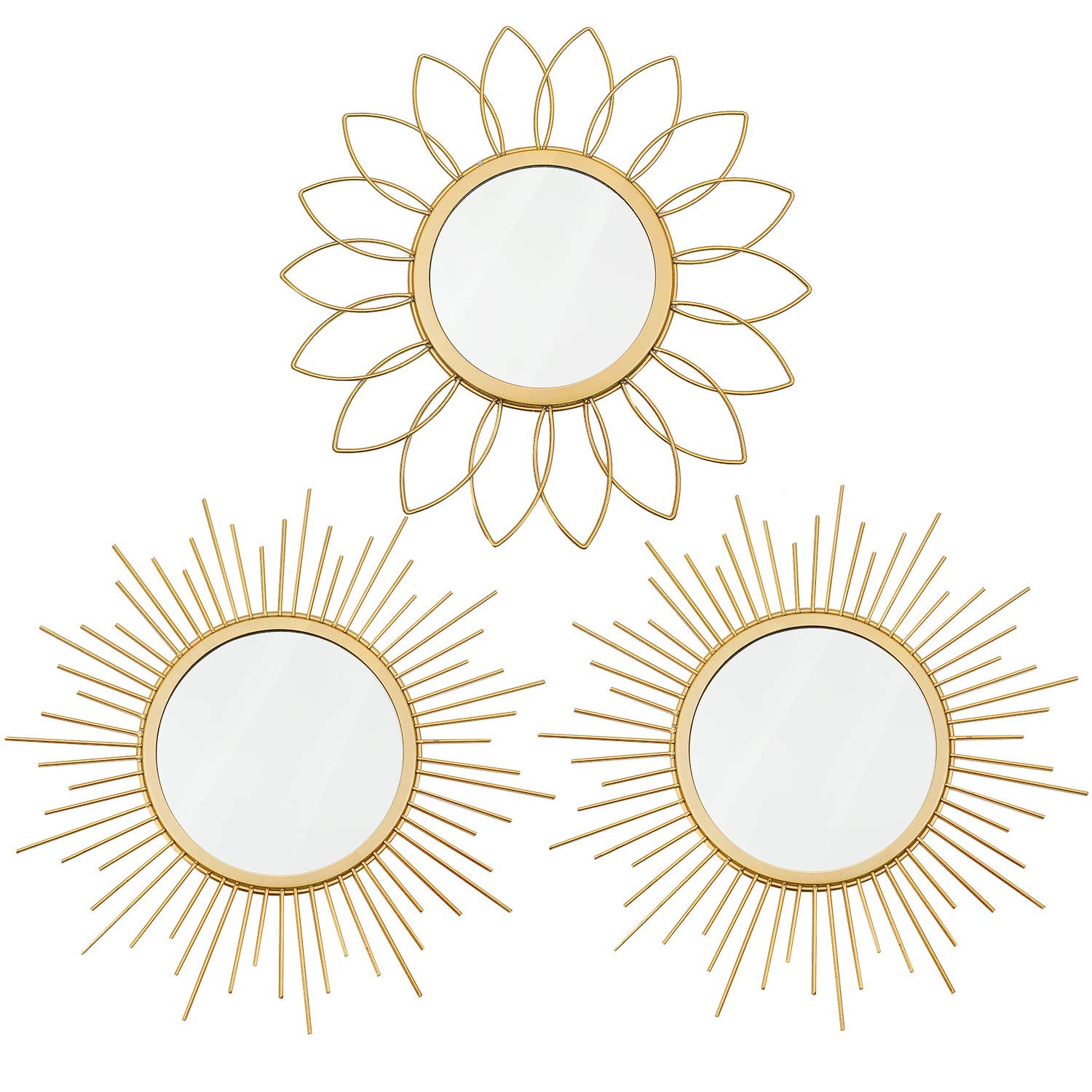 Decorative Gold Mirrors for Wall Metal Sunburst Home Décor Hanging Wall Art